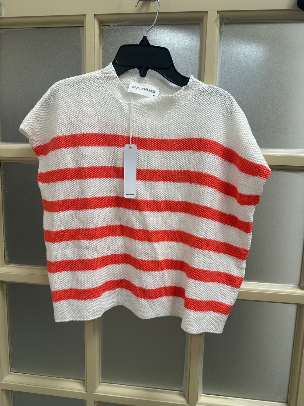 NWT Self Contrast Cap Sleeve Sweater Size M